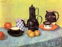Картина автора Винсент Ван Гог под названием Still Life Blue Enamel Coffeepot, Earthenware and Fruit