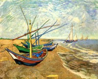 Картина автора Винсент Ван Гог под названием Fishing Boats on the Beach at Saintes-Maries