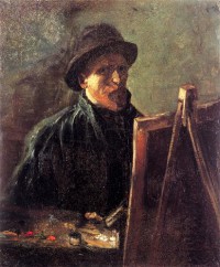Картина автора Винсент Ван Гог под названием Self-Portrait with Dark Felt Hat at the Easel