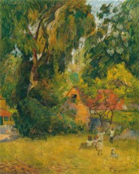 Картина автора Гоген Поль под названием Huts under the Trees