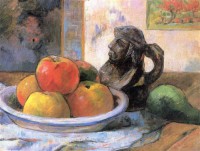 Картина автора Гоген Поль под названием Still Life with Apples, a Pear, and a Ceramic Portrait Jug