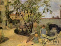 Картина автора Гоген Поль под названием La famille du peintre au jardin, rue Carcel