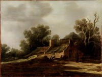 Картина автора Гойен Ян под названием Landscape with peasants hut  				 - Пейзаж с крестьянской хижиной
