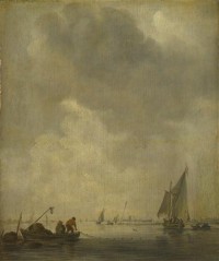 Картина автора Гойен Ян под названием A River Scene, with Fishermen laying a Net