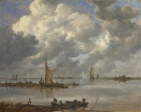 Картина автора Гойен Ян под названием An Estuary with Fishing Boats and Two Frigates