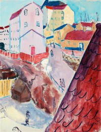 Картина автора Грюневельд Исаак под названием Det röda taket - Glasbruksgatan