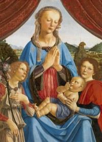 Картина автора да Винчи Леонардо под названием Мадонна с Младенцем и Ангелом