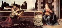 Картина автора да Винчи Леонардо под названием Благовещение