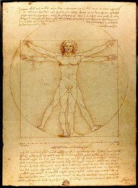 Картина автора да Винчи Леонардо под названием Витрувианский человек