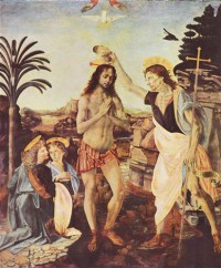 Картина автора да Винчи Леонардо под названием Die Taufe Christi
