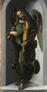Картина автора да Винчи Леонардо под названием An Angel in Green with a Vielle