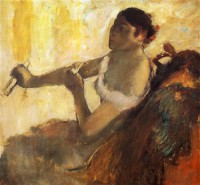 Картина автора Дега Эдгар под названием Femme assise tirant son gant, jeune femme assise mettant ses gants