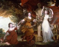 Картина автора Джошуа Рейнольдс Сэр под названием Three Ladies Adorning a Term of Hymen  				 - Три грации, увенчивающие цветами герму Гименея