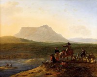 Картина автора Дюжарден Карел под названием Панорамный пейзаж с пастухами и овцами