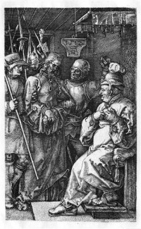 Картина автора Дюрер Альбрехт под названием The engraved Passion series - Christ before Caiaphas