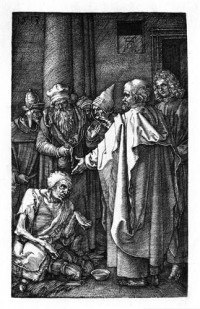Картина автора Дюрер Альбрехт под названием The engraved Passion series - St Peter and St John Healing the Cripple
