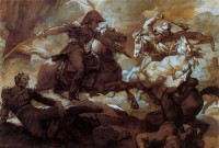 Картина автора Жерико Жан Луи Андре Теодор под названием Combat de cavalier  Dessin  Pierre noire, lavis d'encre de Chine et gouache