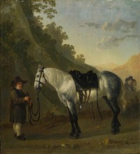Картина автора Калрает Абрахам под названием A Boy holding a Grey Horse