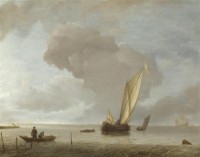 Картина автора Капелле Ян под названием A Small Dutch Vessel before a Light Breeze