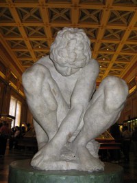 Картина автора Караваджо Микеланджело под названием Michelangelo's Crouching Boy  				 - Присевший мальчик Микеланджело
