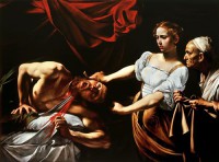 Картина автора Караваджо Микеланджело под названием Judith Beheading Holofernes  				 - Юдифь отсекает голову Олоферну