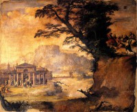 Картина автора Караваджо Микеланджело под названием Landscape with the Mystic Espousal of Saint Catherina