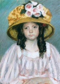Картина автора Кассат Мэри под названием Fillette au grand Chapeau, pastel sur papier chamois