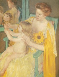 Картина автора Кассат Мэри под названием Mother Wearing a Sunflower on Her Dress (Mère avec un Tournesol sur sa robe) Huile sur toile