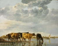 Картина автора Кейп Алберт под названием Коровы в реке