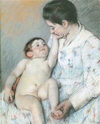 Картина автора Кассат Мэри под названием Baby first Caress