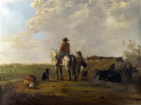 Картина автора Кейп Алберт под названием A Landscape with Horseman, Herders and Cattle
