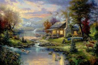 Картина автора Кинкейд Томас под названием Mountain Paradise  				 - У озера