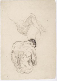 Картина автора Климт Густав под названием Detailstudie eines sich umarmenden Paares, sitzender männlicher Rückenakt