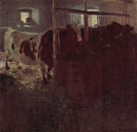 Картина автора Климт Густав под названием Kuhe im Stall