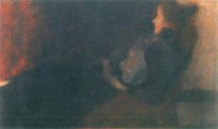 Картина автора Климт Густав под названием Dame am Kamin