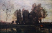 Картина автора Коро Жан Батист Камиль под названием Пейзаж с коровой