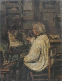Картина автора Коро Жан Батист Камиль под названием Corot peignant dans l'atelier de son ami le peintre Constant Dutilleux