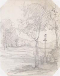 Картина автора Коро Жан Батист Камиль под названием Landschaft mit Heiligenfigur auf einer Säule