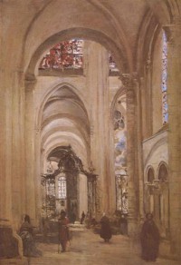 Картина автора Коро Жан Батист Камиль под названием Vue de l'interieur de la cathedrale de Sens