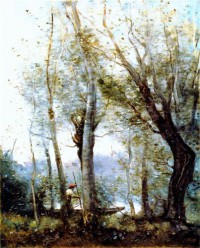 Картина автора Коро Жан Батист Камиль под названием Le batelier passant derrière les arbres d la rive