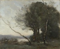 Картина автора Коро Жан Батист Камиль под названием The Leaning Tree Trunk