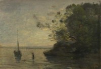 Картина автора Коро Жан Батист Камиль под названием Evening on the Lake