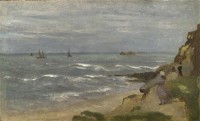 Картина автора Коро Жан Батист Камиль под названием Seascape with Figures on Cliffs