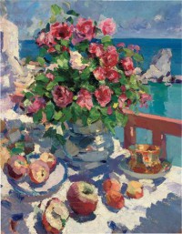 Картина автора Коровин Константин под названием Розы и яблоки
