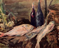 Картина автора Коровин Константин под названием Натюрморт с рыбами