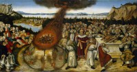 Картина автора Кранах Младший Лукас под названием Пророк Илия и жрецы Ваала