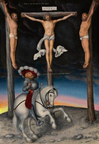 Картина автора Кранах Старший Лукас под названием Распятие с обращённым воином
