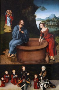 Картина автора Кранах Старший Лукас под названием Христос и самаритянка у колодца