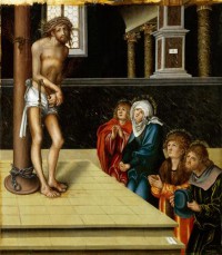 Картина автора Кранах Старший Лукас под названием Христос-страстотерпец у столба бичевания