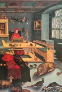 Картина автора Кранах Старший Лукас под названием Альбрехт Гогенцоллерн как Св. Иероним в своем кабинете
